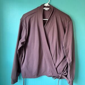 Athleta Retroterry Wrap Cozy Sweatshirt Wrap Top Damask Mauve Women's L Cozy
